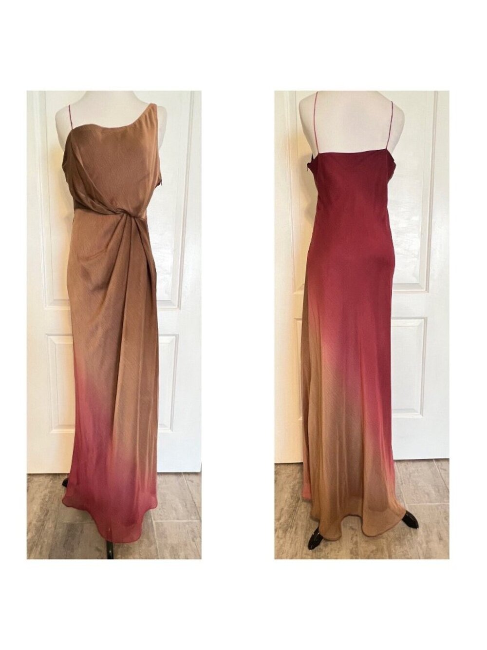 MARIA BONITA Slip Dress Red Ombre Sleeveless Cocktail Party Formal Designer L